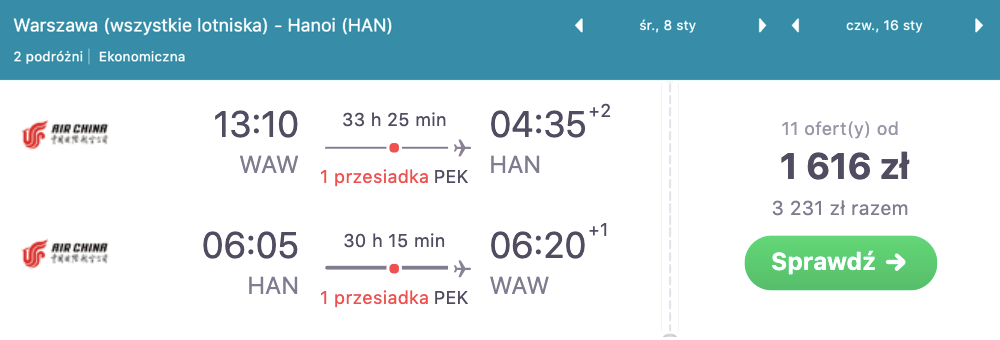 zarezerwuj loty do hanoi