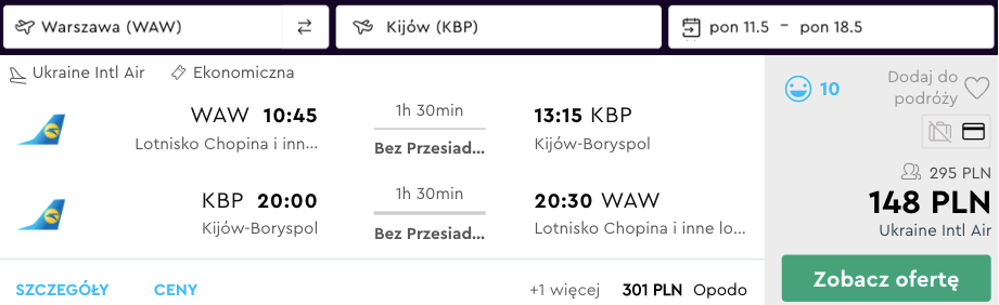 zarezerwuj loty do kijowa