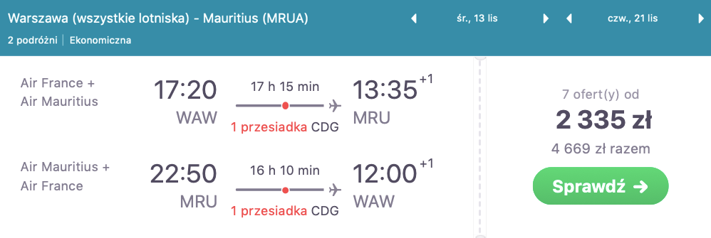 zarezerwuj loty na mauritius