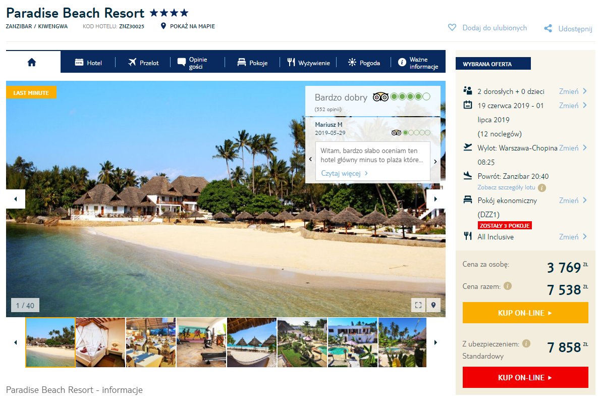 Zanzibar rezerwacja