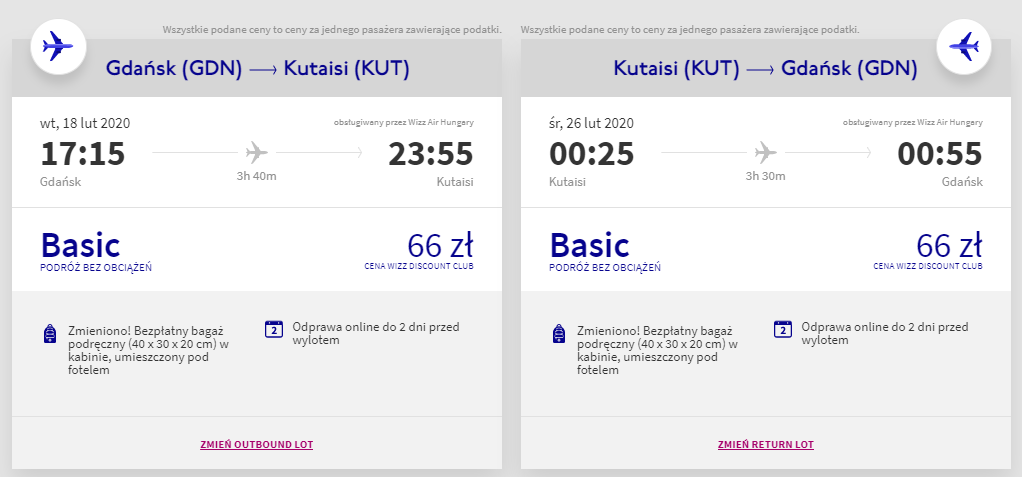 gruzja loty z gdanska
