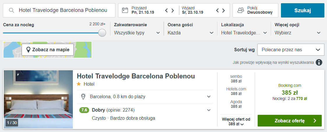 barcelona pazdziernik noclegi