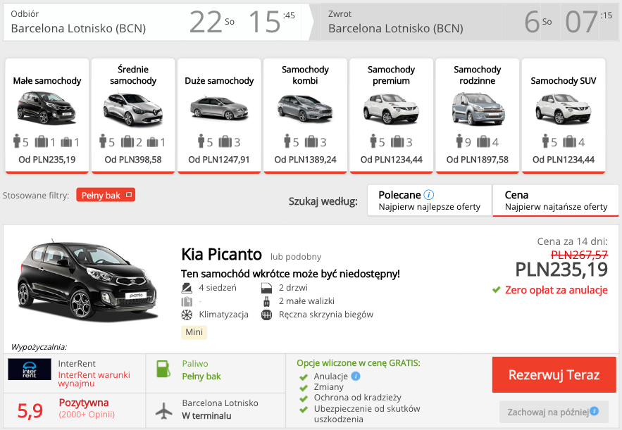 zarezerwuj auto w barcelonie