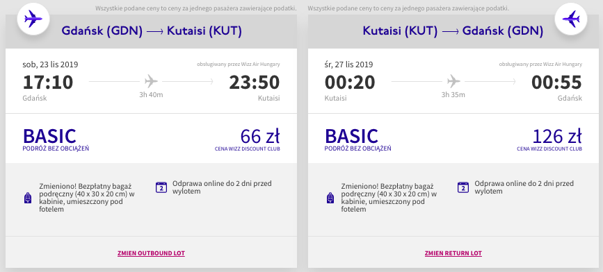 zarezerwuj loty do kutaisi