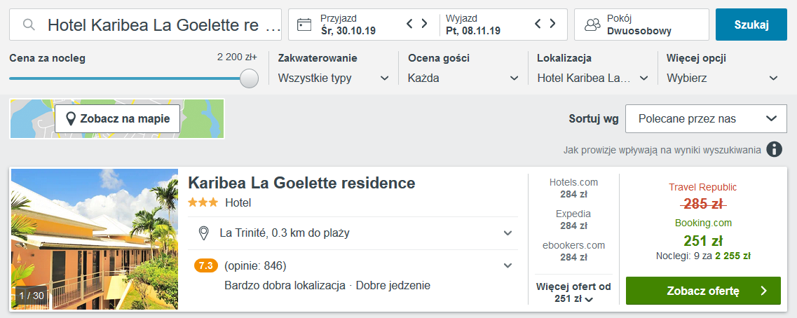 nocleg martynika