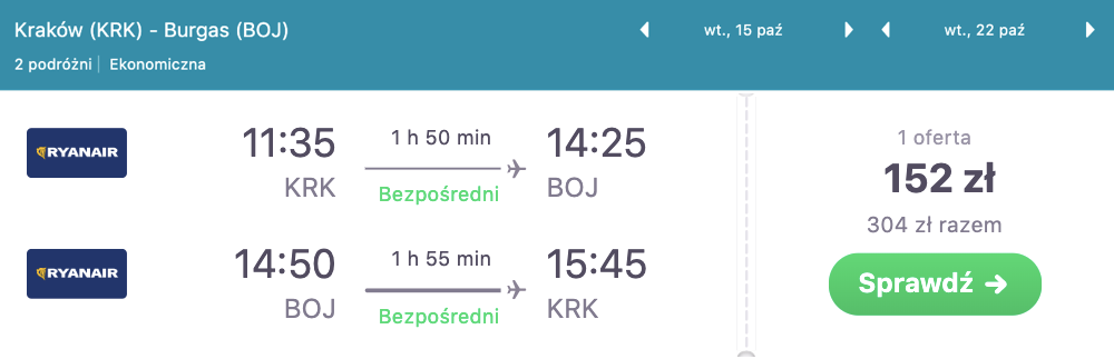 zarezerwuj loty do burgas