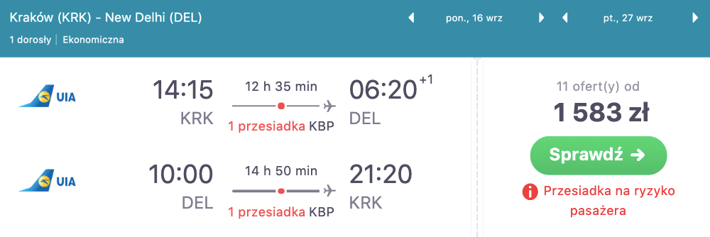 zarezerwuj loty do delhi