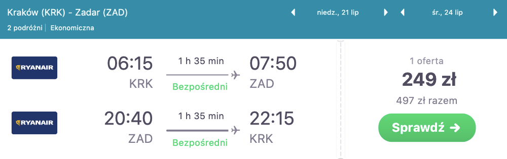 zarezerwuj loty do zadaru