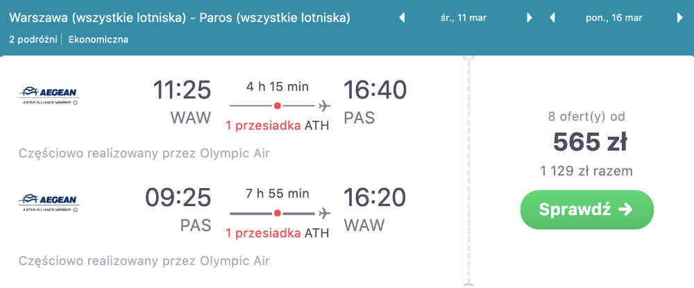 zarezerwuj loty na paros
