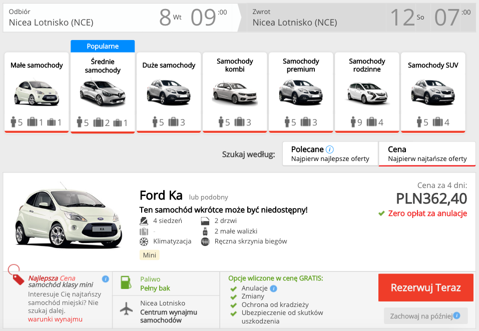 zarezerwuj auto w nicei