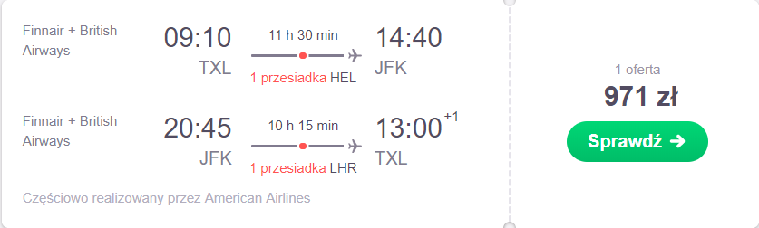 loty do Nowego Jorku