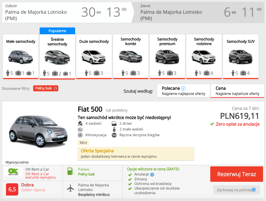 zarezerwuj auto na majorce