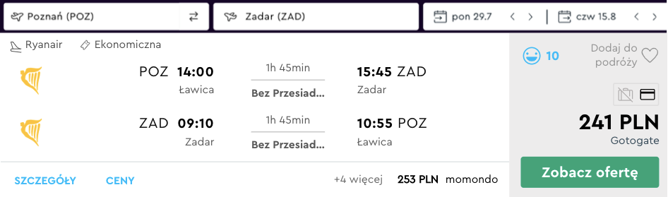 zarezerwuj loty do zadaru
