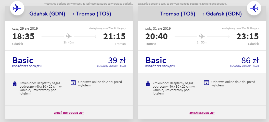 Tromso loty