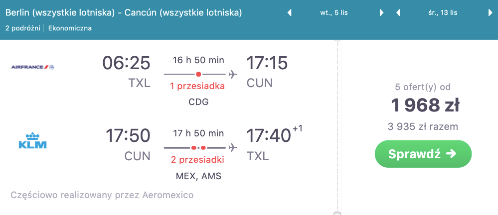 zarezerwuj loty do cancun