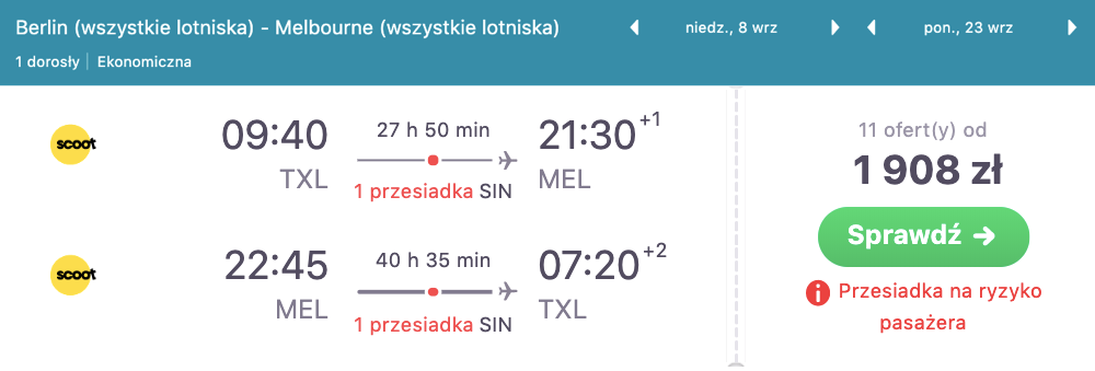 zarezerwuj loty do melbourne
