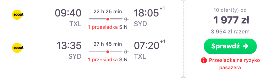 zarezerwuj loty do sydney