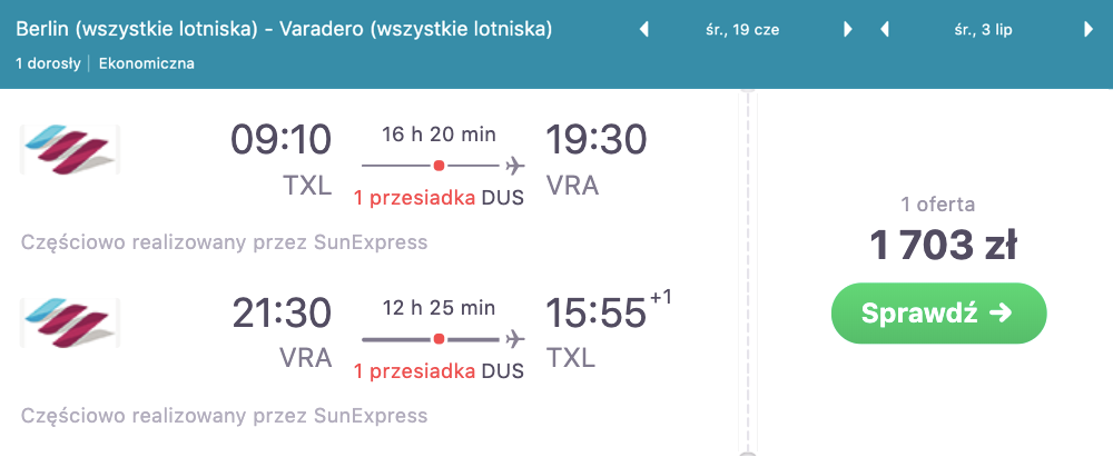 zarezerwuj loty do varadero
