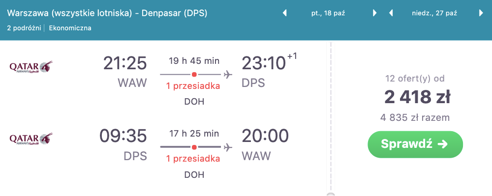 zarezerwuj loty na bali