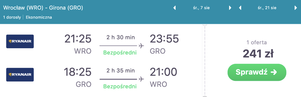 zarezerwuj loty do girony