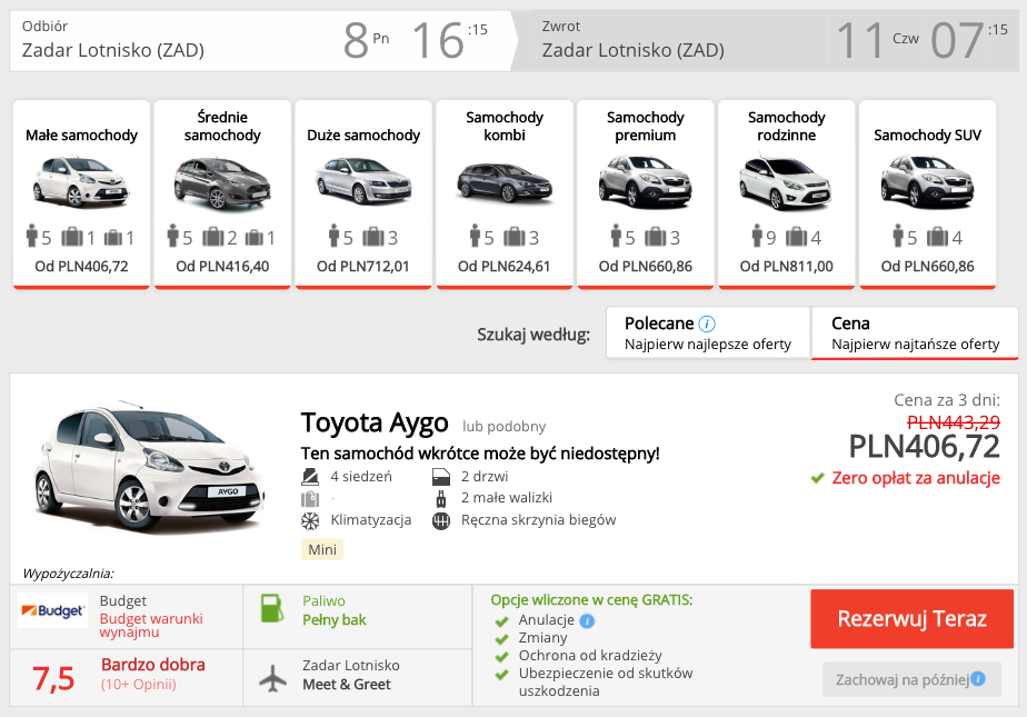 zarezerwuj auto w zdarze