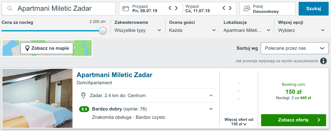 zarezerwuj hotelw zadarze