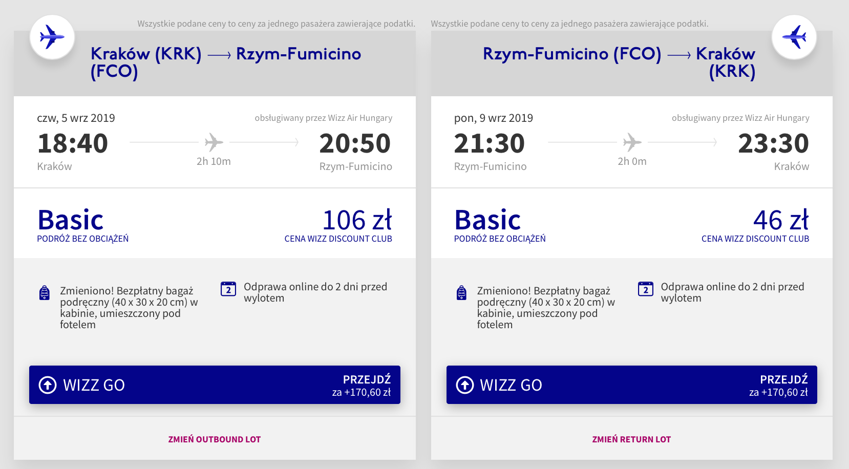 loty rzym wrzesien