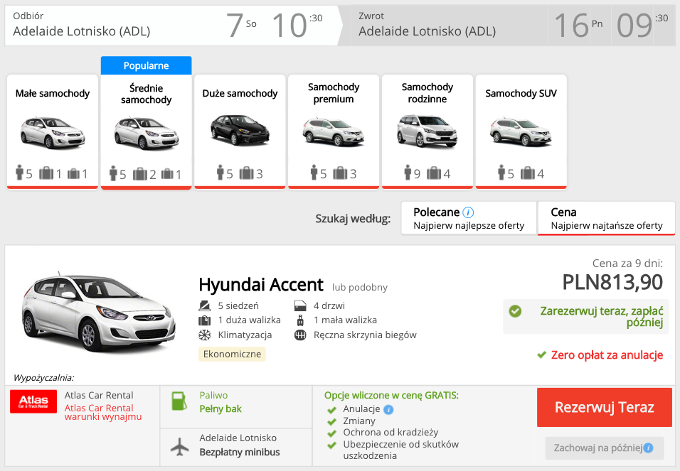 zarezerwuj auto w australii