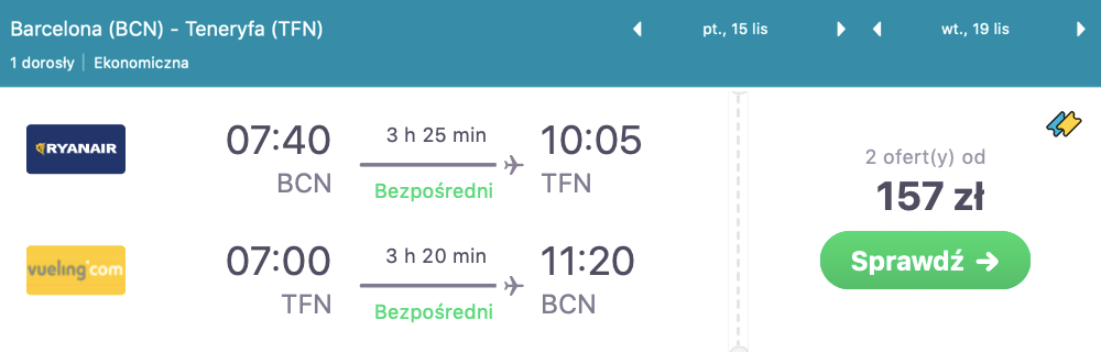 zarezerwuj lotyna teneryfe