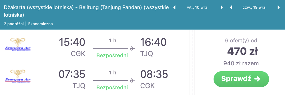 zarezerwuj loty na belitung