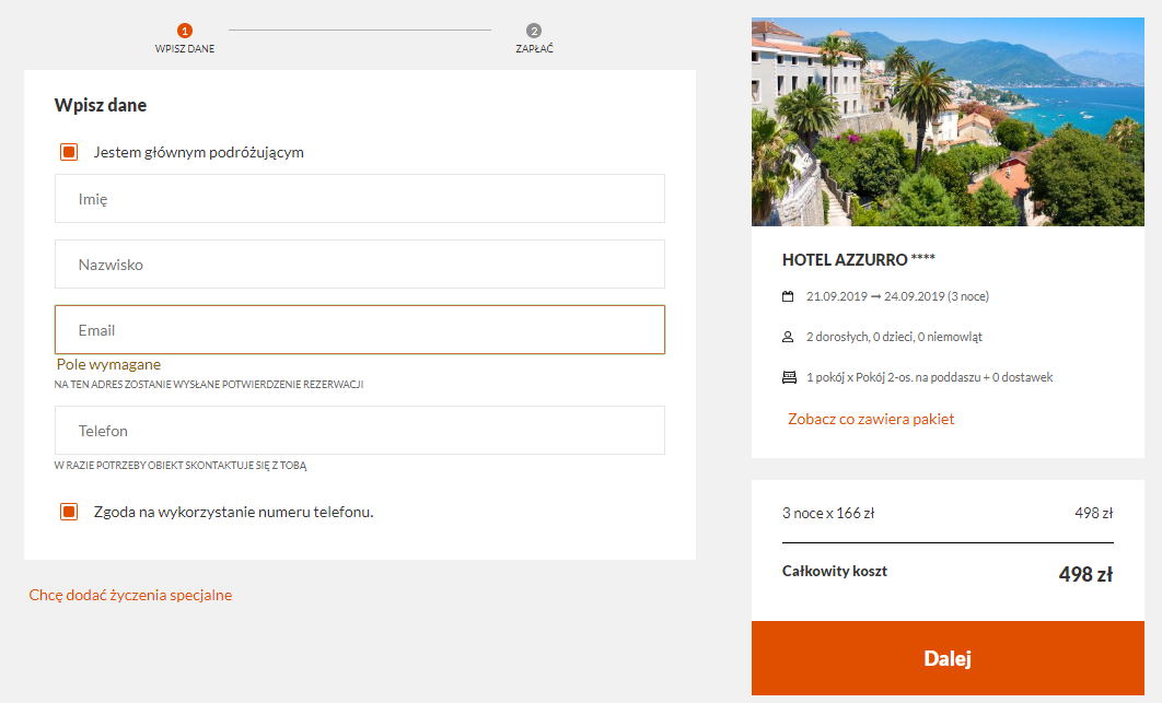 Hotel rezerwacja