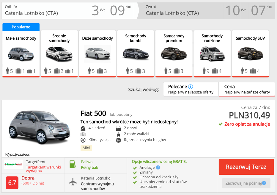 zarezerwuj auto w katanii
