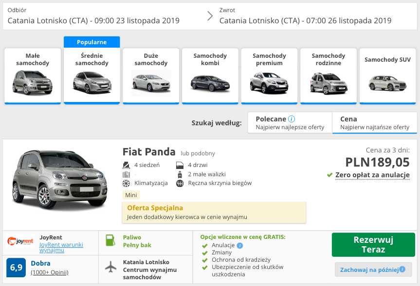 zarezerwuj auto w katanii
