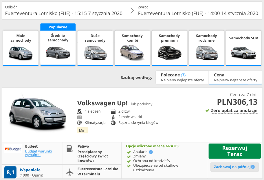 zarezerwuj auto na fuerteventurze