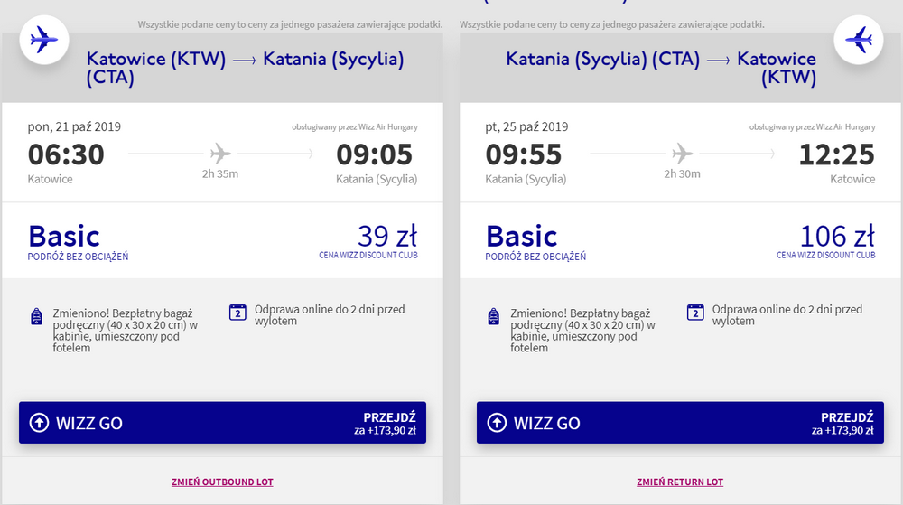 loty na sycylię
