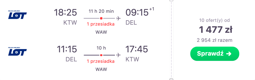 zarezerwuj loty do delhi