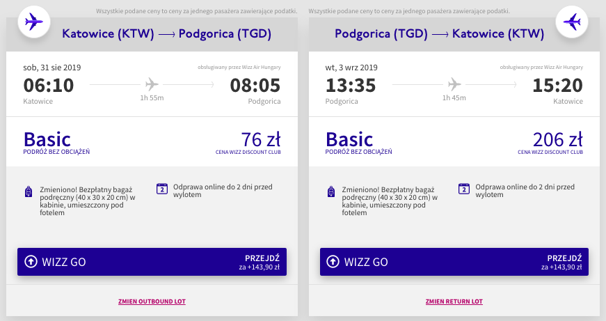 zarezerwuj loty do czarnpgory