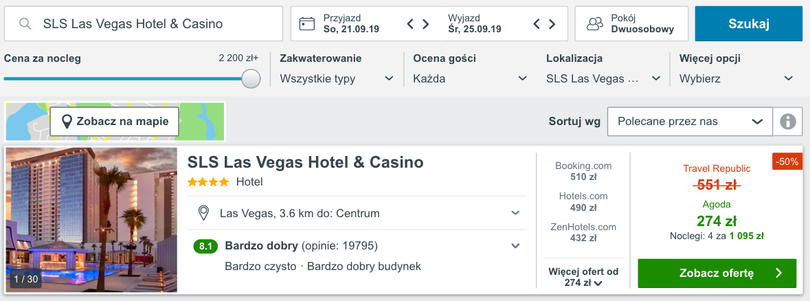 zarezerwuj hotel w las vegas