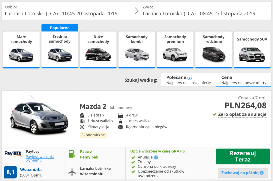 zarezerwuj auto na cyprze