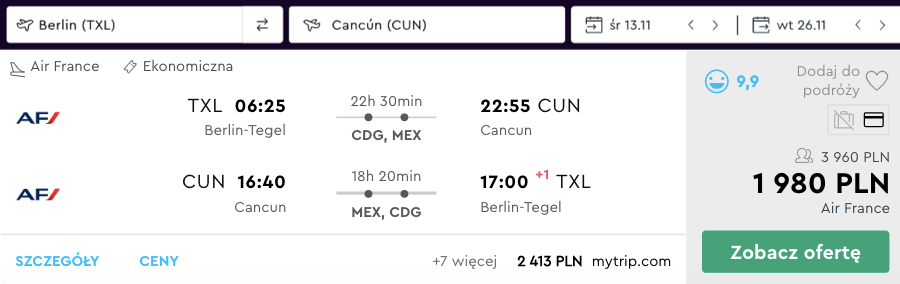 zarezerwuj loty do cancun