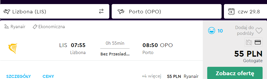 portugalia tanie loty krajowe