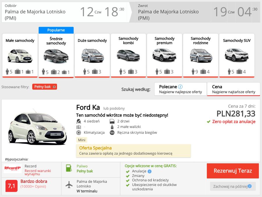 zarezerwuj auto na majorce