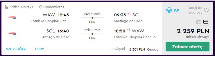 Chile loty