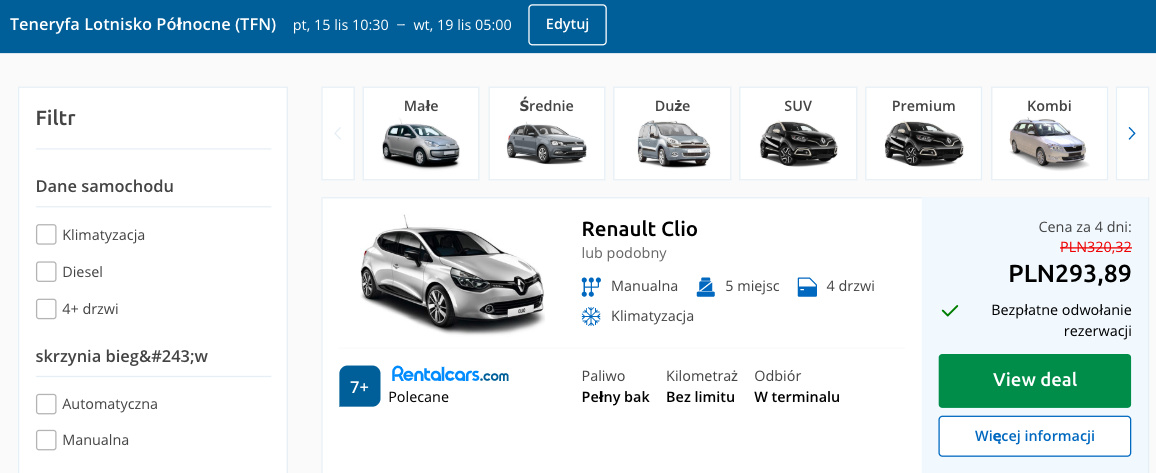zarezerwuj auto na teneryfie