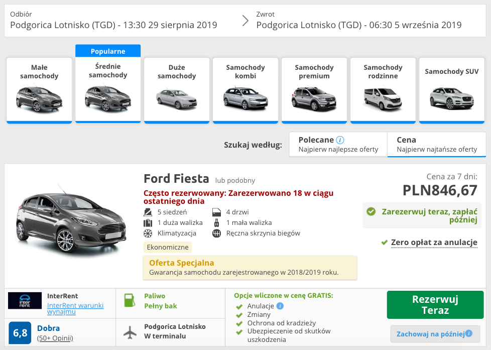 zarezerwuj auto w czarngiorze