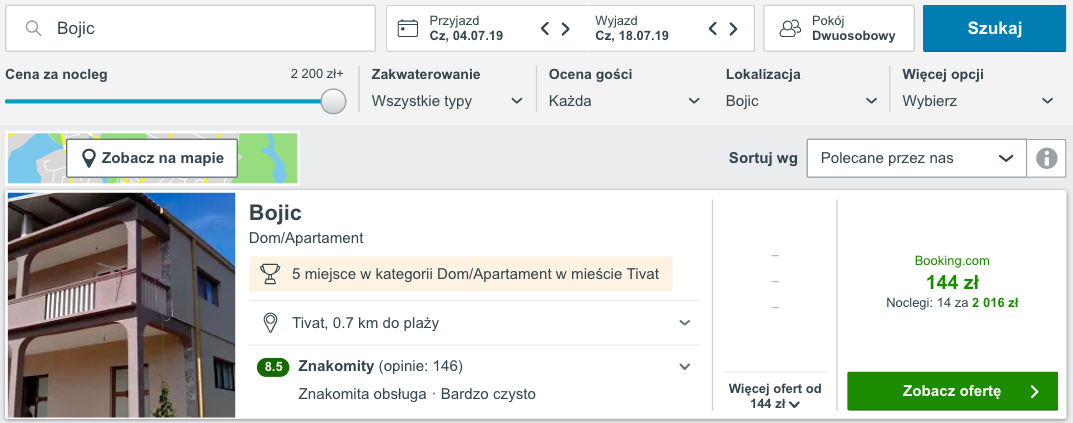 zarezerwuj hotel w tivacie