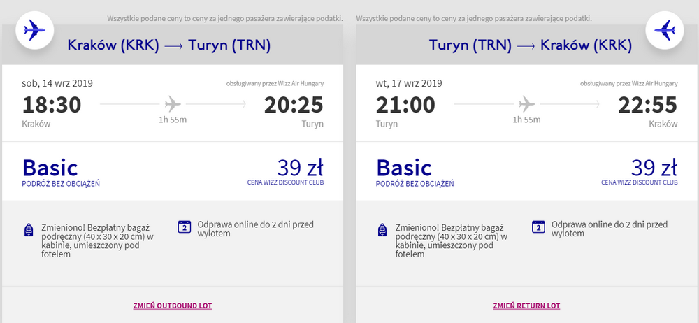 loty do turynu tanio