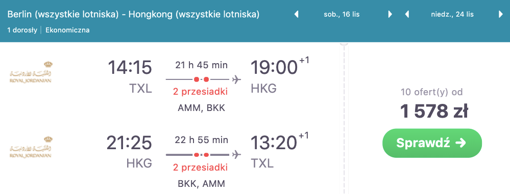 zarezerwuj loty do hongkongu