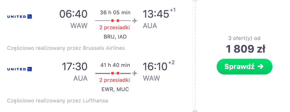 zarezerwuj loty na arube