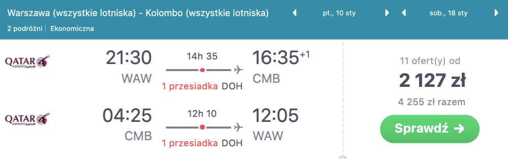 zareerwuj loty na sri lanke